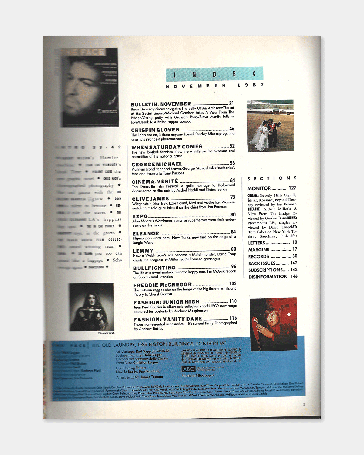 The Face Magazine November 1987 (Vol. 1 - #91 - George Michael)
