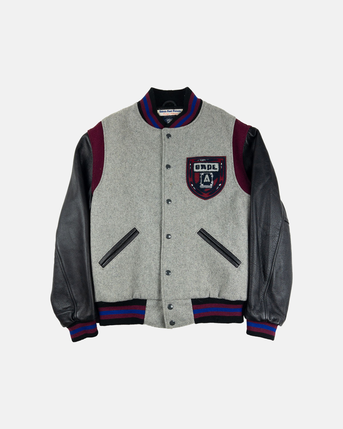 2011 Bape x Ebbets Field Flannels Black/Grey Varsity Jacket – Aigo