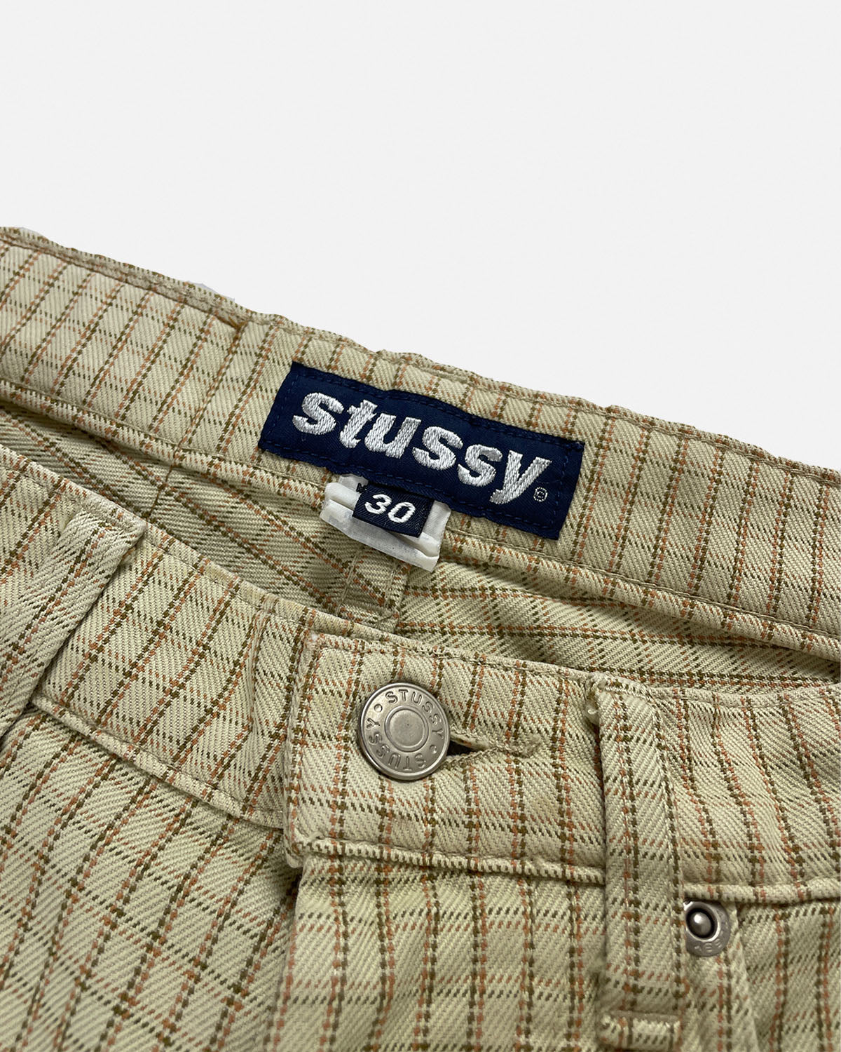 Stüssy Beige/White Check Shorts