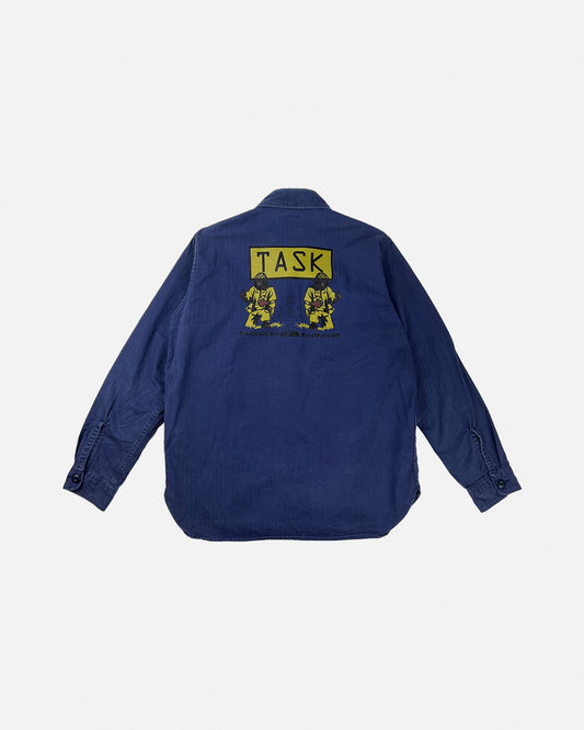 1990s Bape Blue "Task" Long Sleeve Button Up