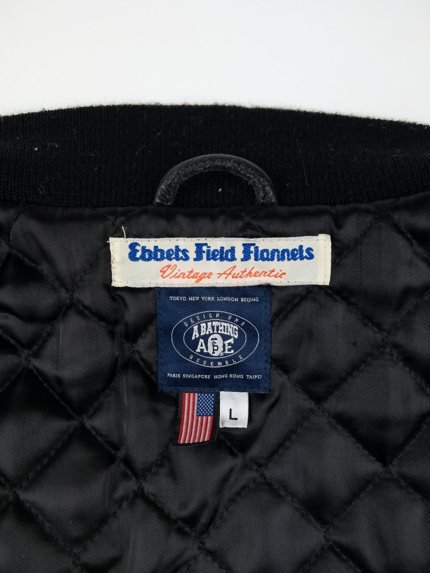 Bape x Ebbets Field Flannels Black/Grey Varsity Jacket