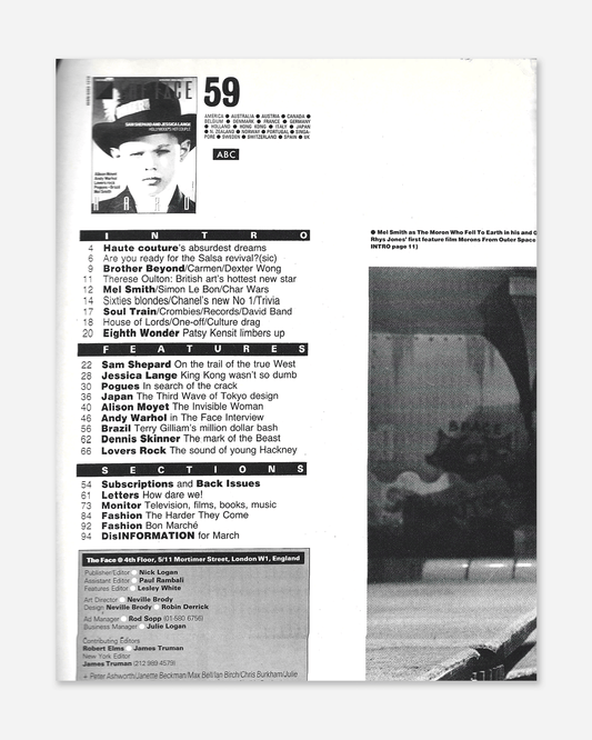 The Face Magazine March 1985 (#59 - Felix Howard)