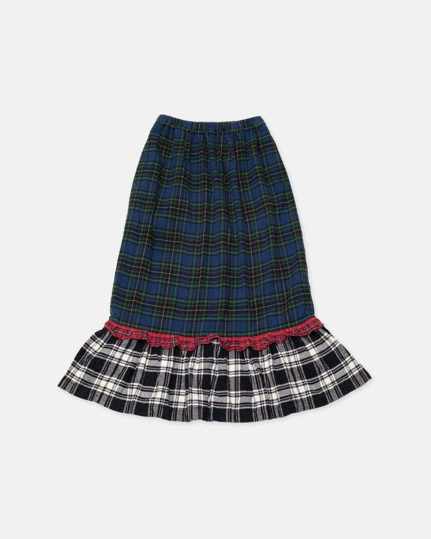 Beams Boy Green/Blue/Multi Plaid Maxi Skirt