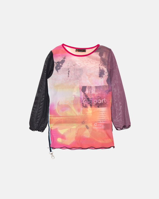 Cop Copine Pink/Multi "Garden Party" Mesh Top