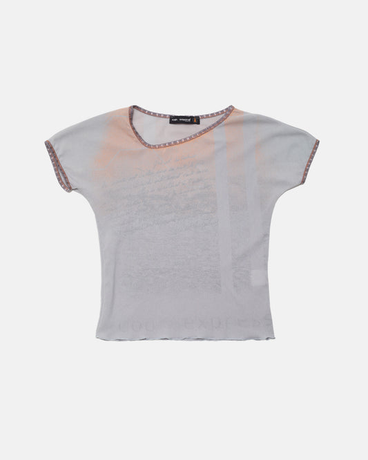 Cop Copine Grey/Multi Script Mesh Top