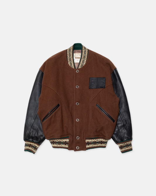 1980s Scoop Brown/Black "Active Girls" Varsity Jacket