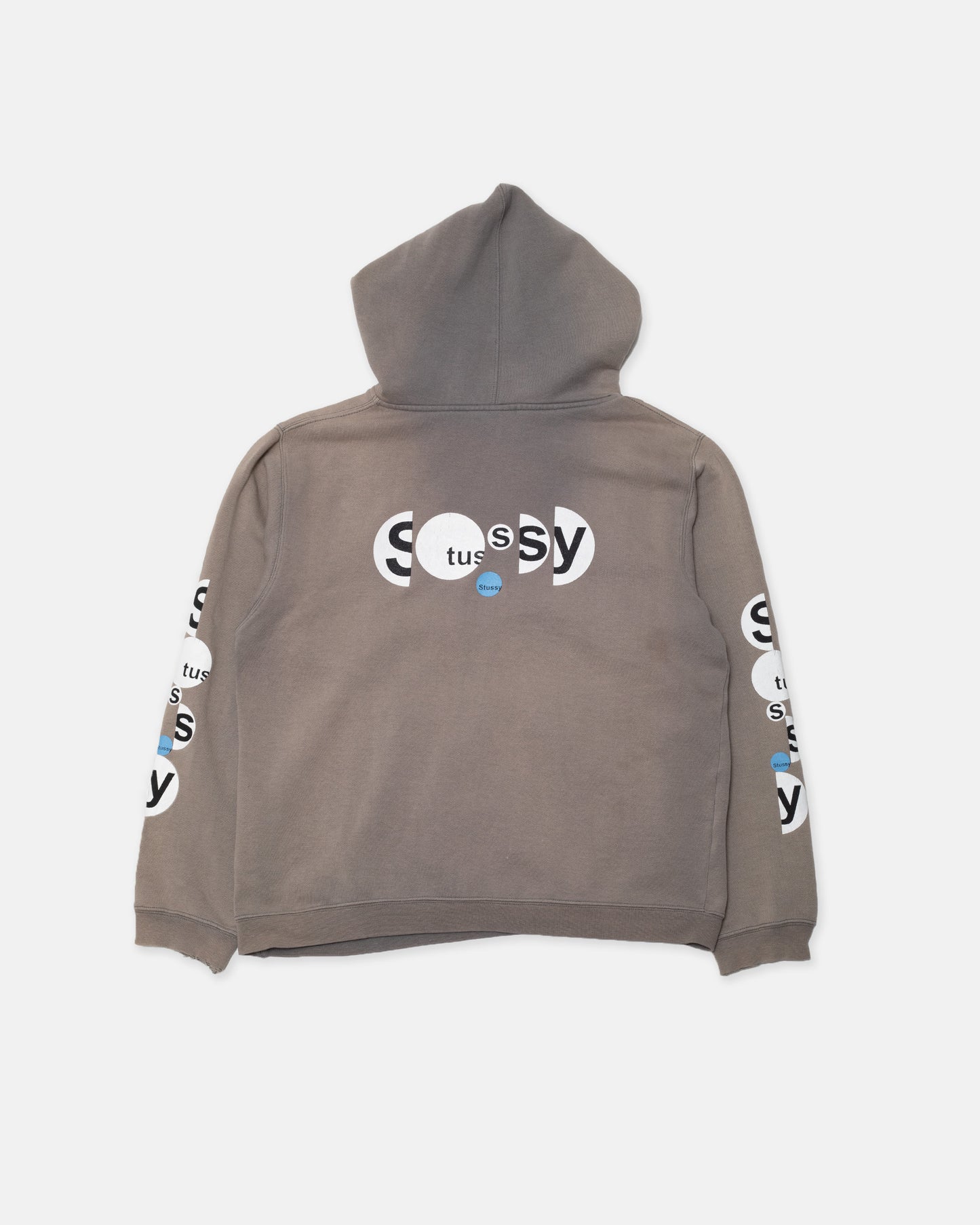 2000s Stüssy Grey/Brown Circle Hoodie