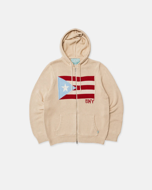 Brigade Cream El Padre Zip Knit Hoodie