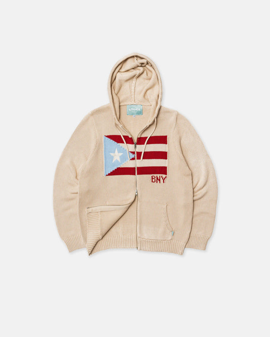 Brigade Cream El Padre Zip Knit Hoodie