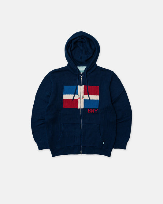 Brigade Navy La Madre Zip Knit Hoodie