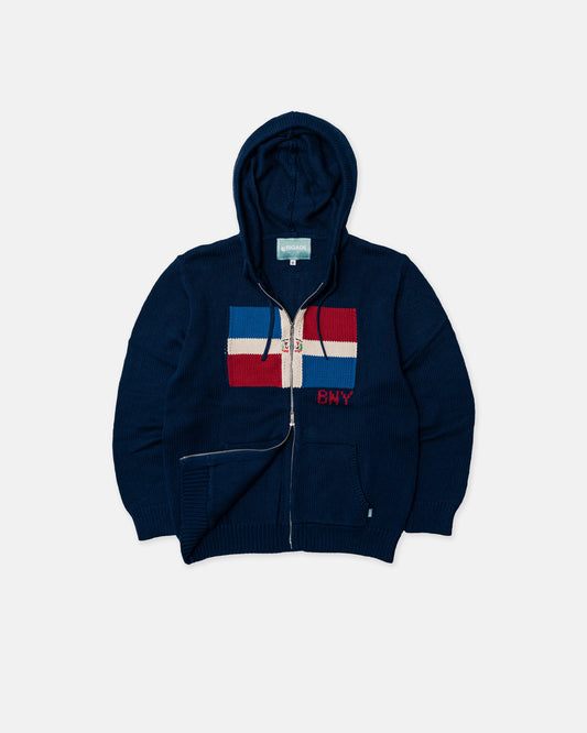 Brigade Navy La Madre Zip Knit Hoodie