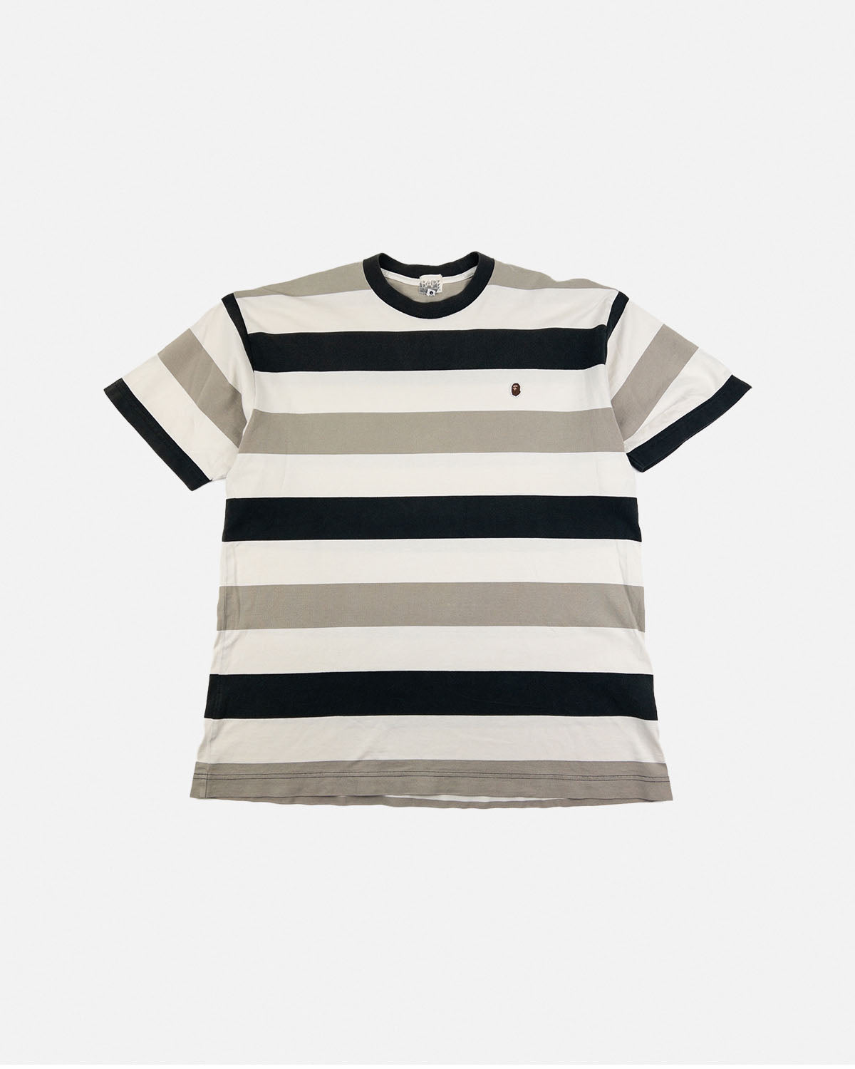 Bape Black/Tan/White Horizontal Striped T-Shirt